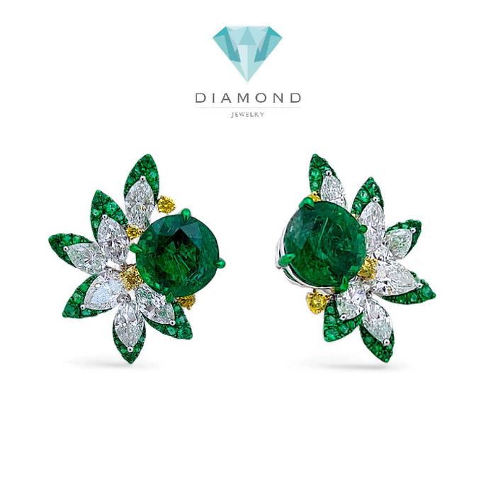 Leaf Emerald Earring 18K / Anting Daun Emeral 18K / Diamond Jewelry 19BA25000VN-HT