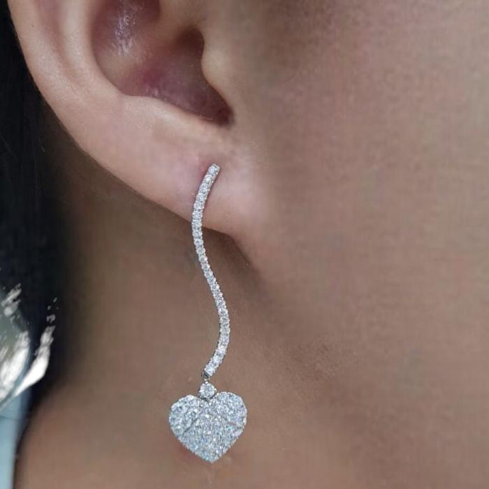 Heart Diamond Earring 18k white gold-Diamond Jewelry