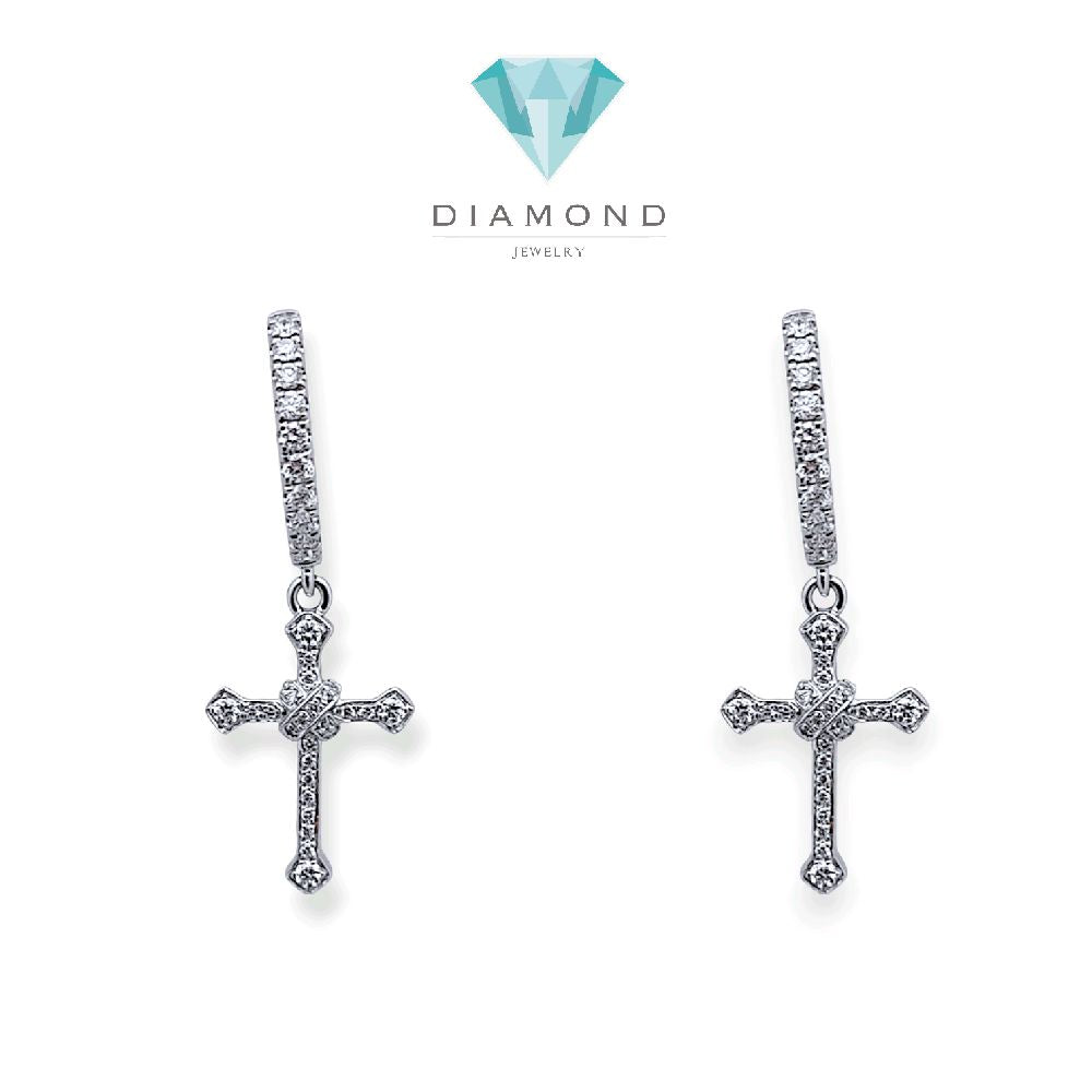 Hoop Cross Diamond Earring 18K / Anting Salib Berlian Hoop 18K / Diamond Jewelry - 101ABD56100AB