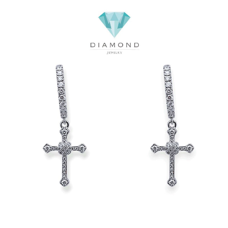Hoop Cross Diamond Earring 18K / Anting Salib Berlian Hoop 18K / Diamond Jewelry - 101ABD56100AB