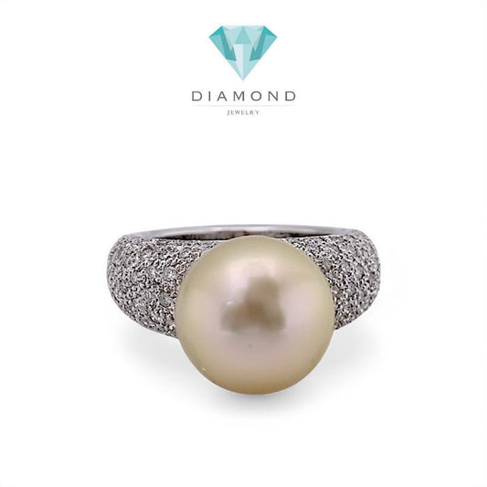Pearl Diamond Ring 18K / Diamond Jewelry