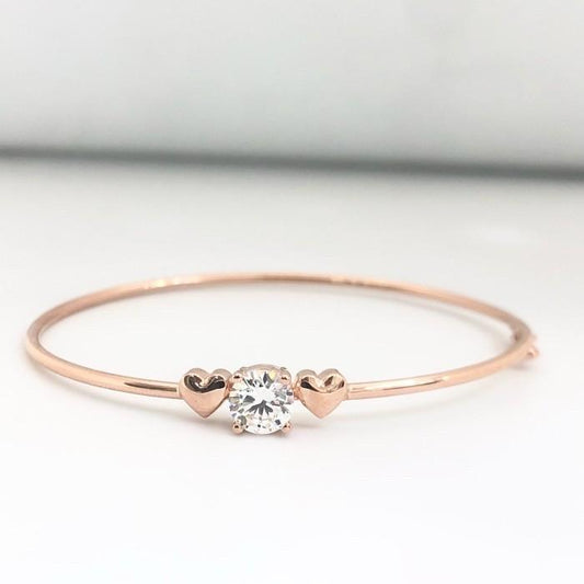Heart double bangle 18k rose gold-Diamond Jewelry