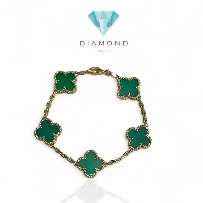 Clover green agate vc bracelet 18k gold-Diamond Jewelry