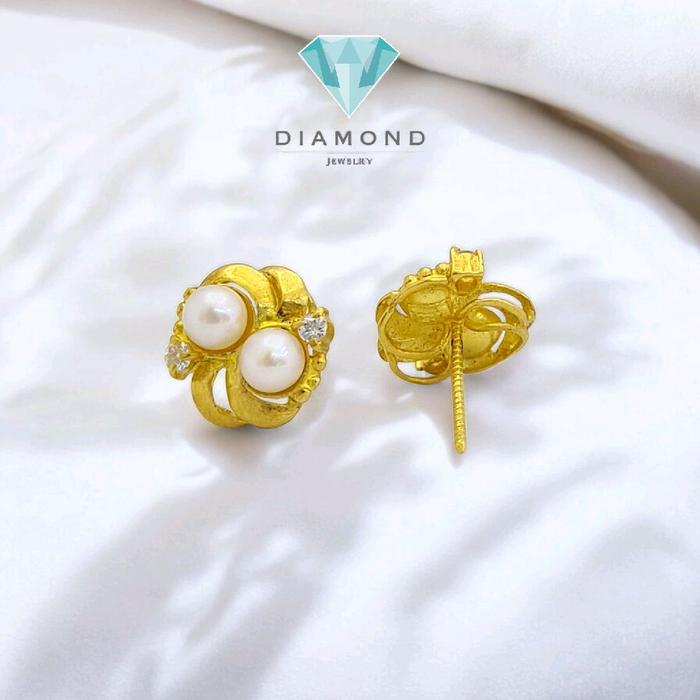 Anting Mas Mutiara 23K-Diamond Jewelry-311AMSWP4