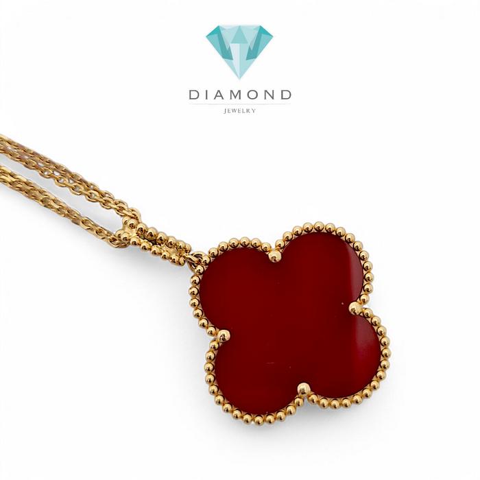 Magic Clover Long Necklace Charnelian 18K / Diamond Jewelry-76KBD76000AB-HT