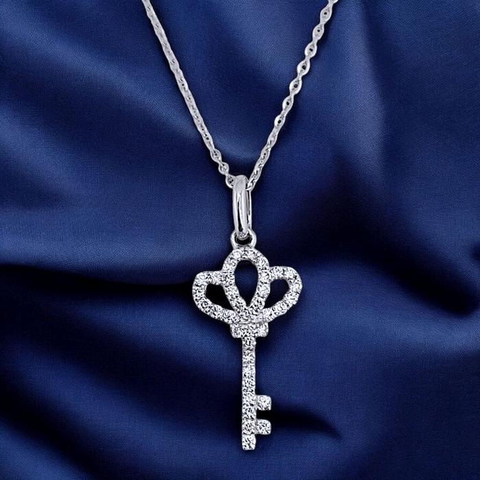 Triad key pendant diamond 18k Gold -Diamond Jewelry