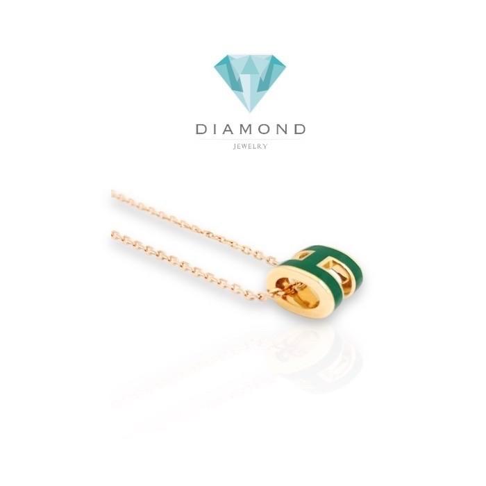 Small Pendant H Ceramic Green Necklace & Earring 18K/Kalung & Anting Gold Fashion Diamond Jewelry-161KMSSM285RY/356ABD256RY-HT