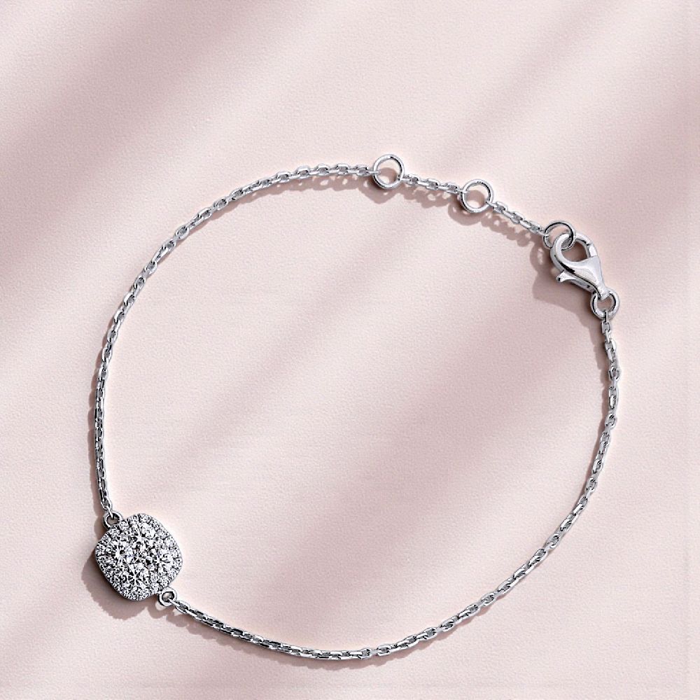 Cushion Diamond Bracelet 18K / Gelang Berlian Cushion 18K / Diamond Jewelry 159GB57200AB -HT