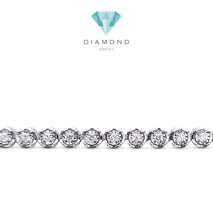 Tennis Diamond Round illusion Bracelet 18K / Diamond Jewelry