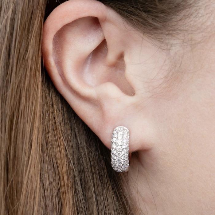 Diamond earring Anting Pave Berlian hoop klip white gold 18K Diamond Jewelry