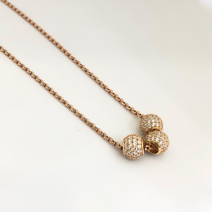 Kalung Liontin emas 18k Disco Ball- bola keistal Diamond Jewelry