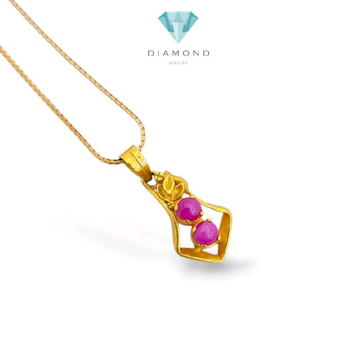 Duo Malabar Ruby Pendants 23K / Liontin Malabar Ruby Duo 23K / Diamond Jewelry / 215LMSWP3