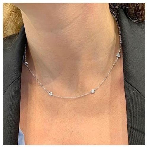 Diamond Elsa  necklace 18k stacking yard- Diamond Jewelry
