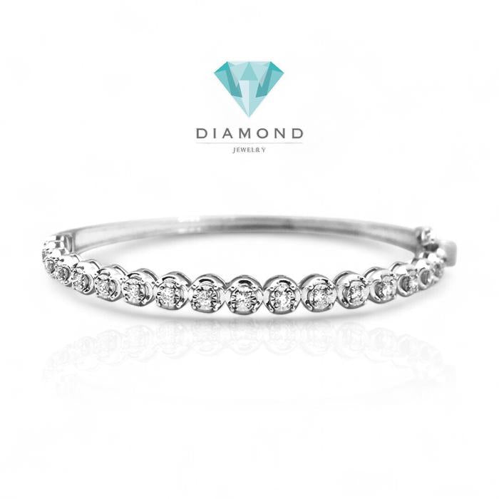 Diamond half tennis Bangle /gelang tennis bangle berlian asli18K Diamond Jewelry