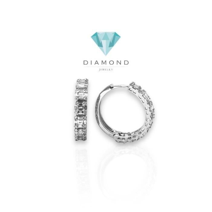 Baguette diamond hoop earring 18k/anting hoop berlian baguette/anting berlian clara baguette-Diamond Jewelry