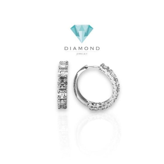 Baguette diamond hoop earring 18k/anting hoop berlian baguette/anting berlian clara baguette-Diamond Jewelry