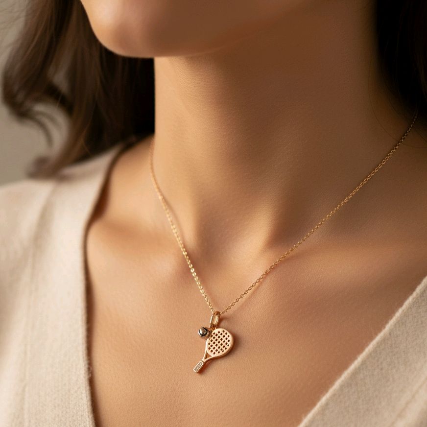 Gold Tennis Racket Pendant 17K / liontin Emas Raket Tennis 17K / Diamond Jewelry / 279LMS142LS