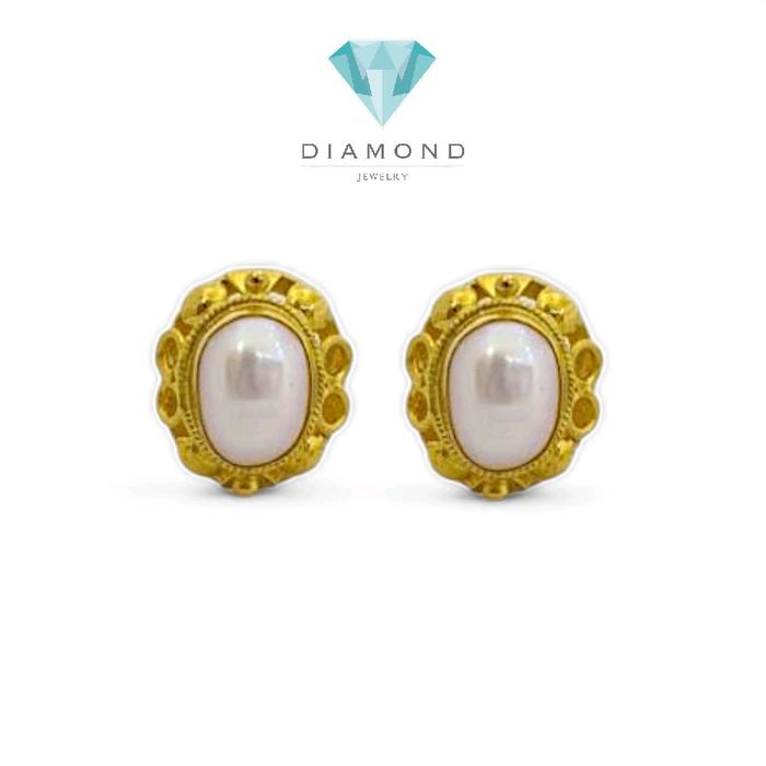 Anting Mas Mutiara Oval 23K-Diamond Jewelry-303AMSWP4