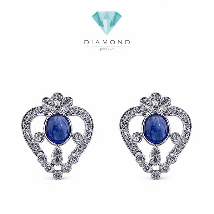 Blue Sapphire Diamond Earring / Diamond Jewelry