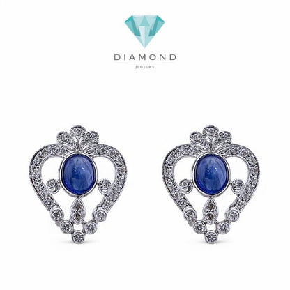 Blue Sapphire Diamond Earring / Diamond Jewelry