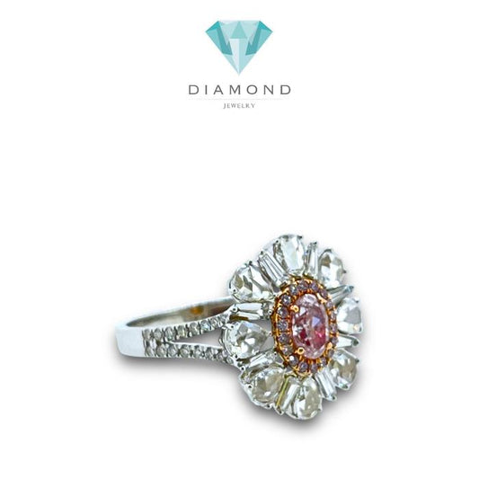 Flower Pink Oval Diamond Ring