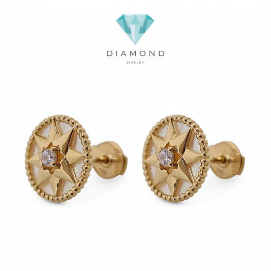 Star Lucky Diamond  MOP Diamond Earrings 18K / Diamond Jewelry-364ABD338RY