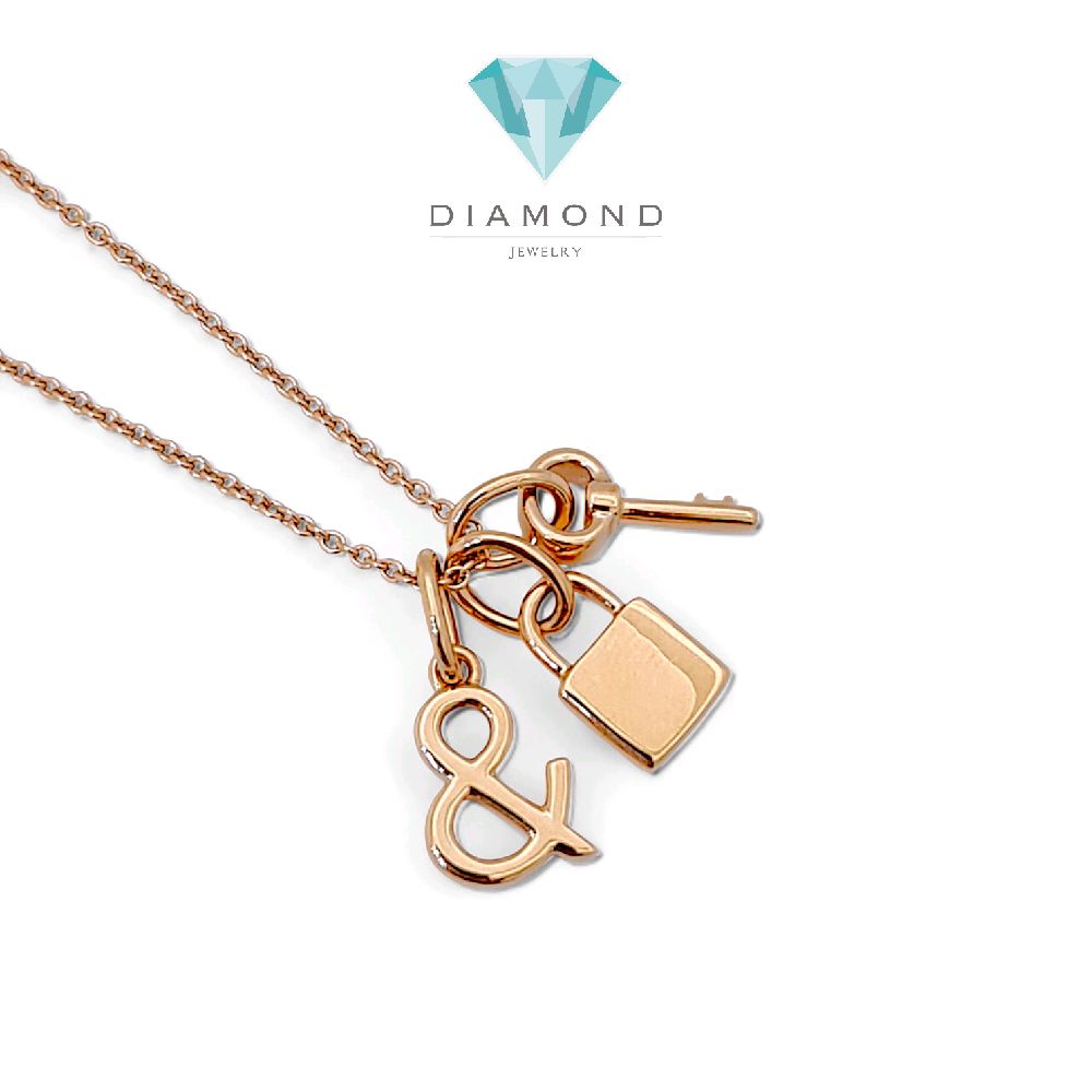 Lock And Key Necklace 18K / Kalung Gembok dan Kunci 18K / Diamond Jewelry 416KBD698RY