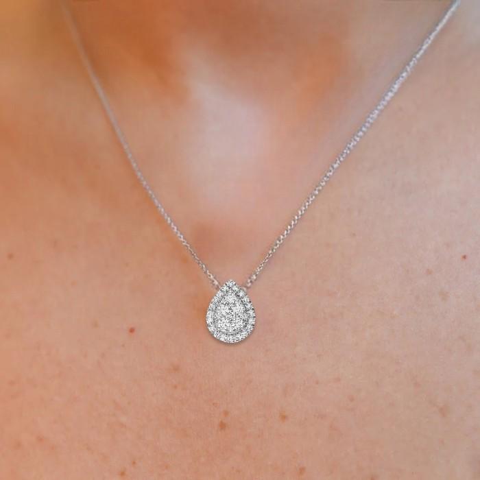 Pearshape diamond necklace 18k white gold-Diamond Jewelry
