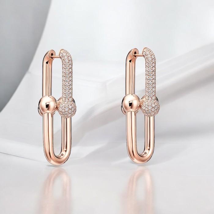 Hardware Earring Dainty 18K Gold -Diamond Jewelry-380ABDDM12633LS-HT