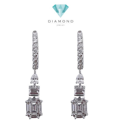 Hoop Baguette Diamond Earrings / Diamond Jewelry