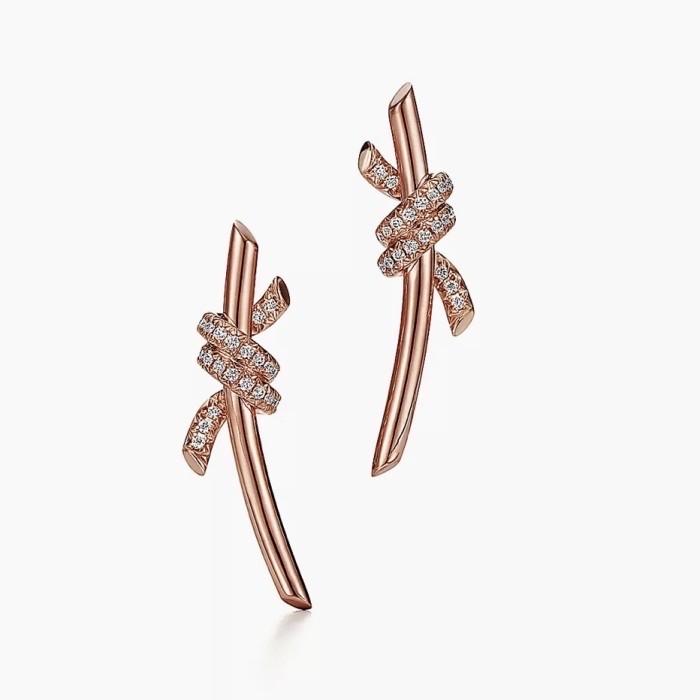 Knot Diamond Earring/Necklace 18K-Diamond Jewelry-396ABD2801SD-28KBD4702SD-HT