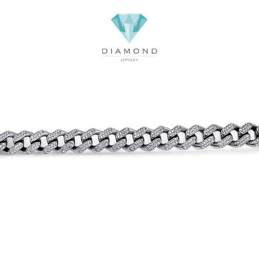 Cuban Diamond Bracelet 18K / Gelang Berlian Sisik Naga 18K / Diamond Jewelry-1GB2747SDNEW-HT
