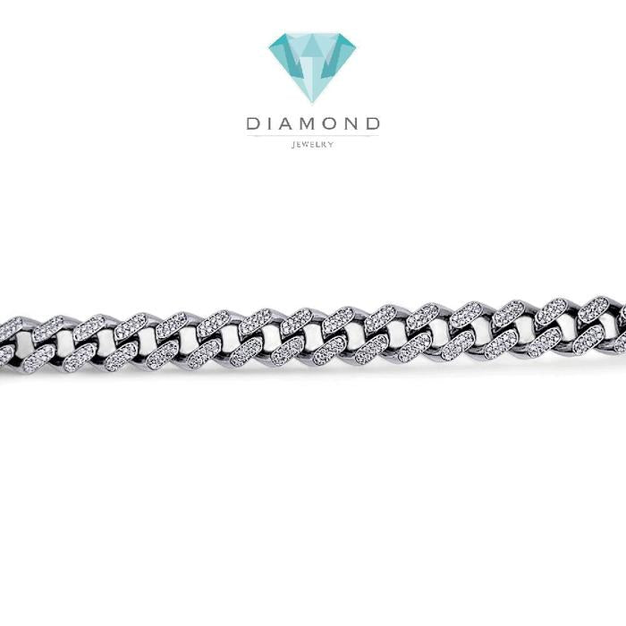 Cuban Diamond Bracelet 18K / Gelang Berlian Sisik Naga 18K / Diamond Jewelry-1GB2747SDNEW-HT