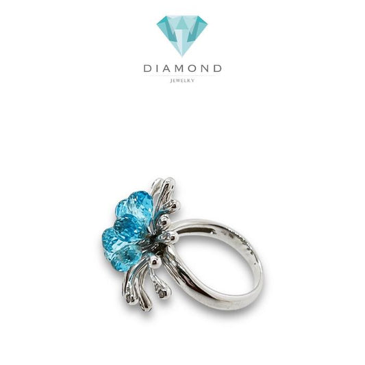 Aquamarine Flower Ring/cincin batu