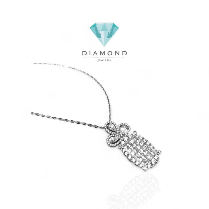 Liontin Berlian oval round/kalung berlian liontin oval flower-Diamond Jewelry 18k