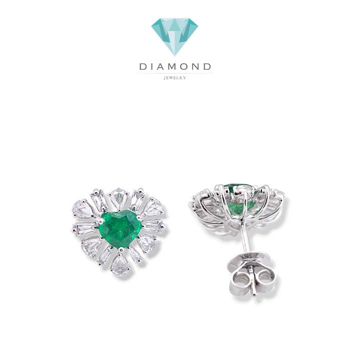 Love Hati Emerald Rose Cut Diamond Earrings / Anting Love Emerald / Diamond Jewelry-23BA6355SD-HT