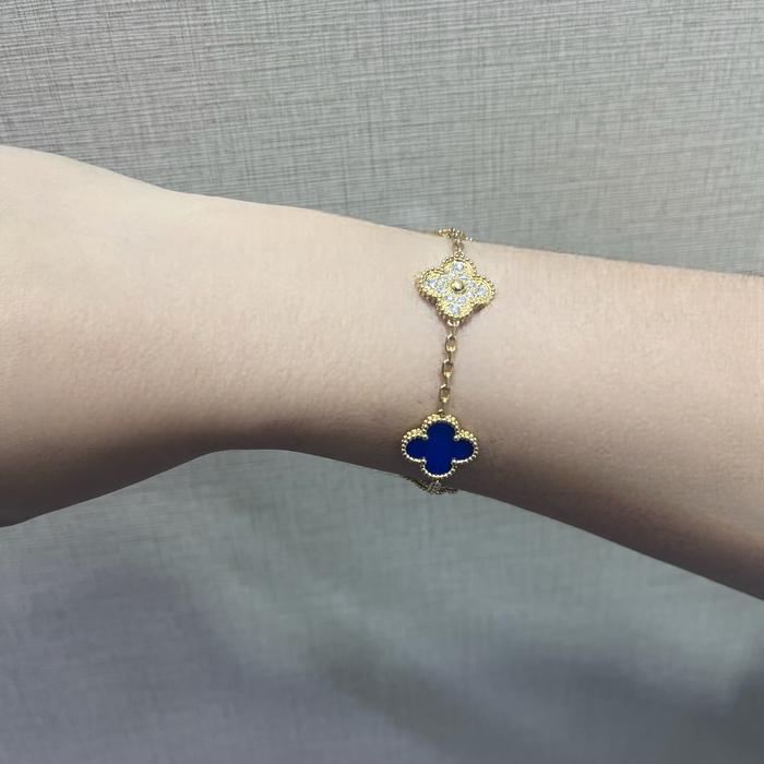 Clover blue diamond bracelet vc-Diamond Jewelry