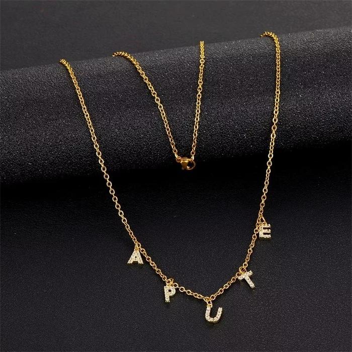 Diamond alphabet 18K gold custom necklace