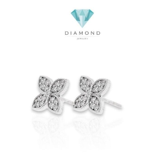 Clover Flower Diamond Earring / Anting clover 18K / Diamond Jewelry