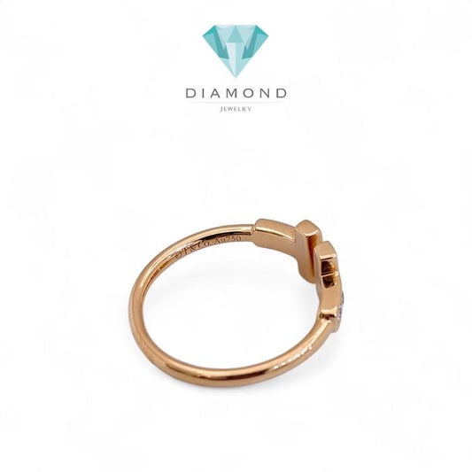 Double T Diamond Ring Rose Gold 18K/ Diamond Jewelry-79CBD39800AB-HT