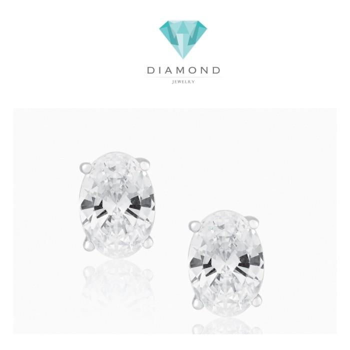 Anting Emas Kristal Oval 18K Gold Diamond Jewerly Rachel Rose UBS-1AMS18OVALLSNEW-HT