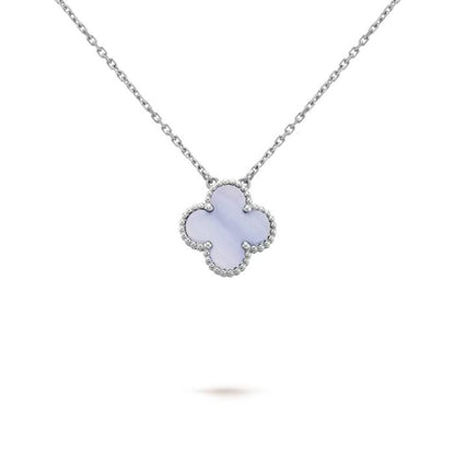 Chalcedony pendant clover white gold 18k -Diamond Jewelry