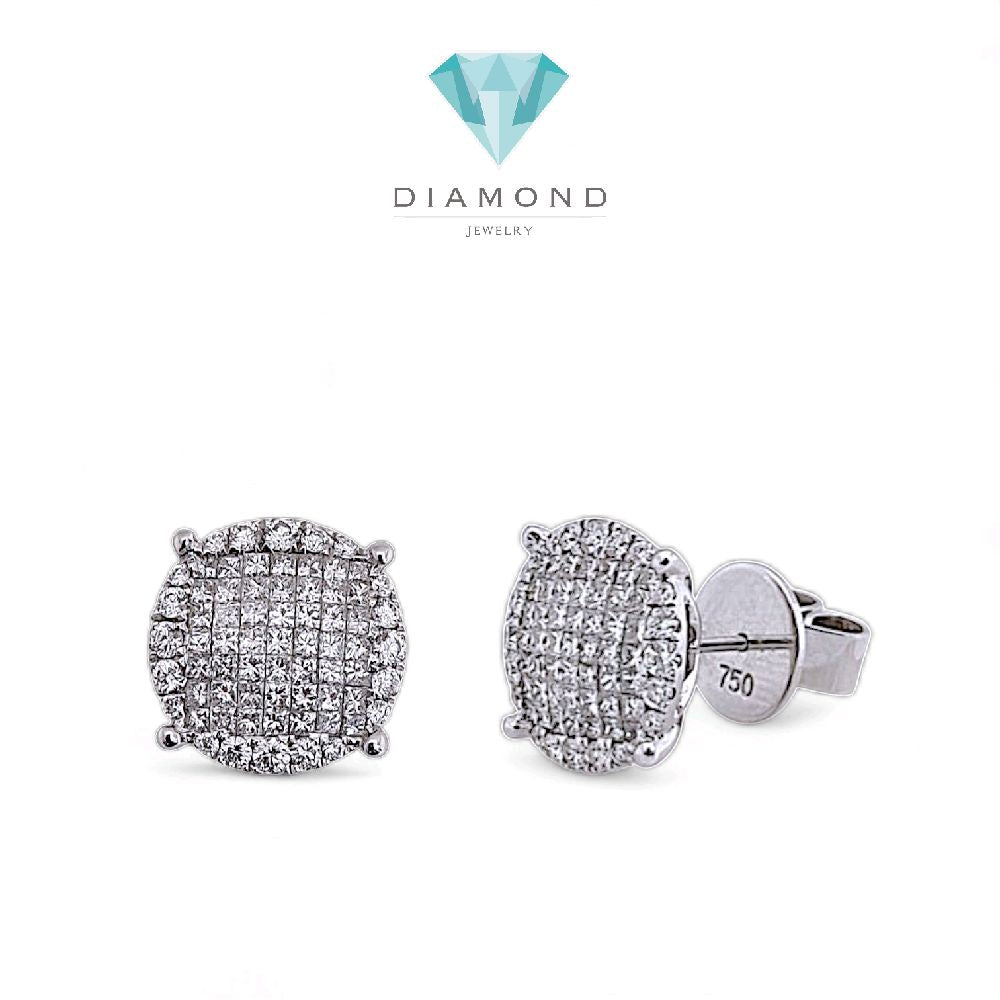 Mega Round Diamond Earring 18K-Diamond Jewelry-18ABKV2308WP-HT