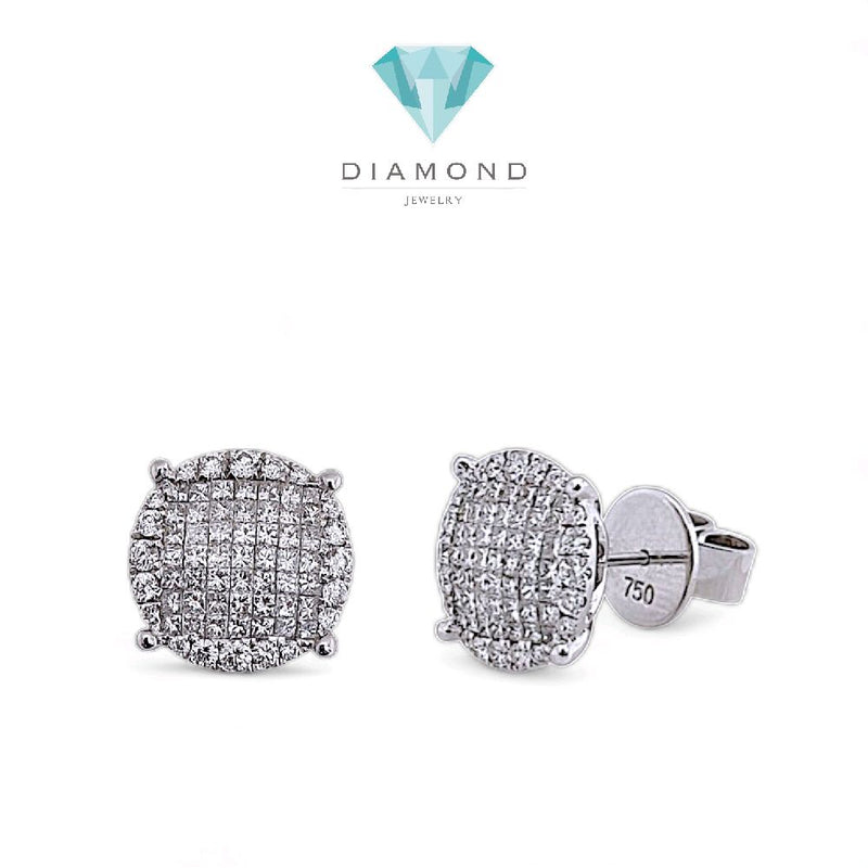 Mega Round Diamond Earring 18K-Diamond Jewelry-18ABKV2308WP-HT