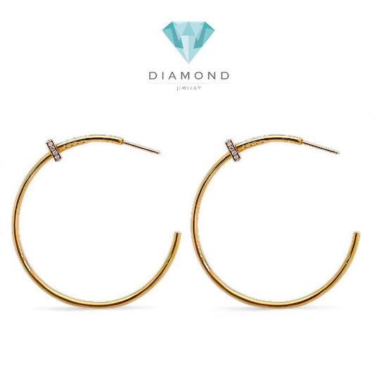 Hoop nail earring Diamond Earring 18K/Diamond Jewelry/ Anting hoop paku emas berlian juste