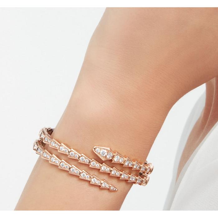 Snake pave viper diamond two row 18 gold Diamond Jewelry