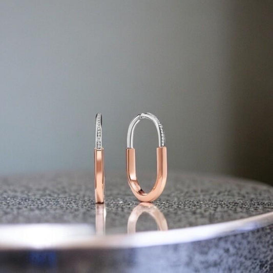 T lock earring diamond Tif 18k gold-Diamond Jewelry Anting