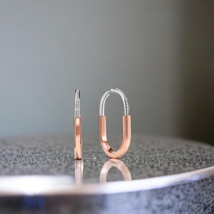 T lock earring diamond Tif 18k gold-Diamond Jewelry Anting