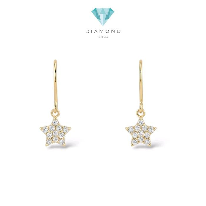 Gold Star Hanging Earring 16K / Anting Emas Gantung Bintang 16K / Diamond Jewelry / 435AMS110LS