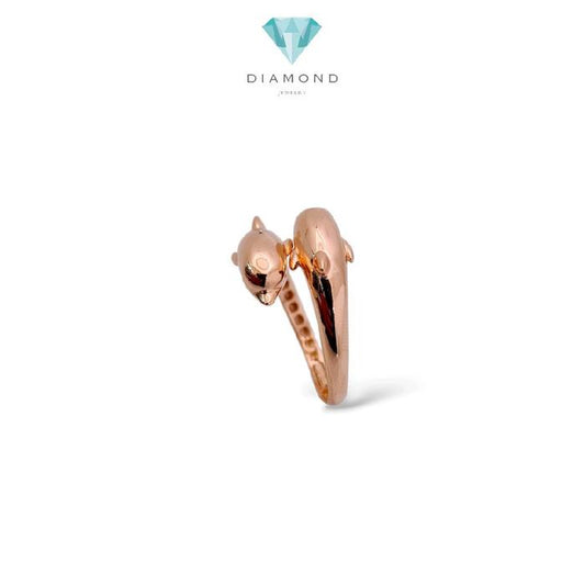 Rose Gold Duo Dolphin Rings 17K / Cincin Rose Gold Duo Lumba-lumba 17K / Diamond Jewelry / 443CMS192LS